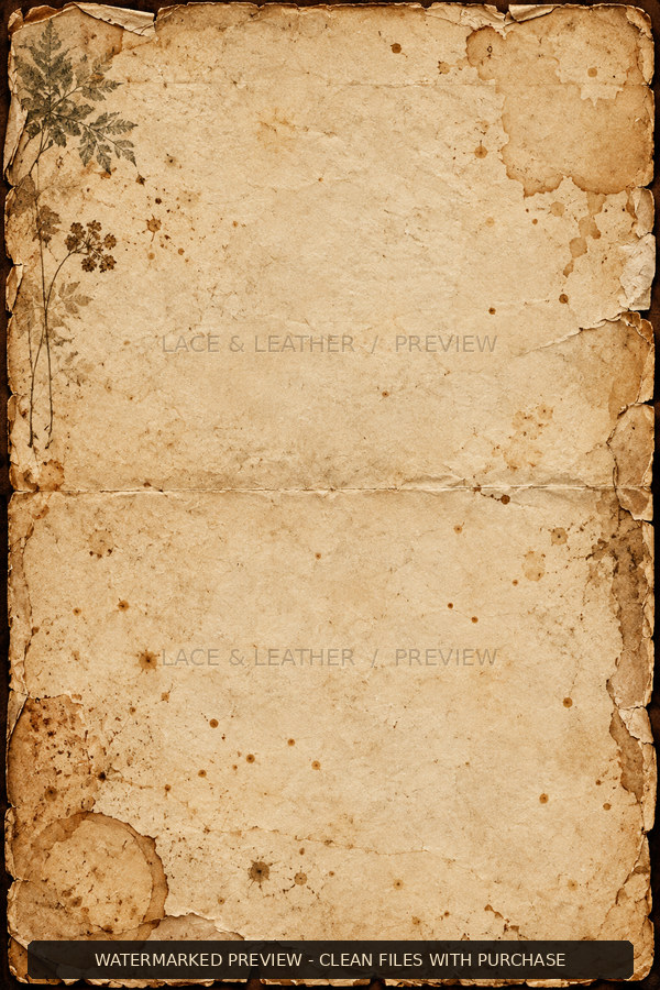 Watermarked Antiquarian’s Cabinet texture 09, aged archive paper