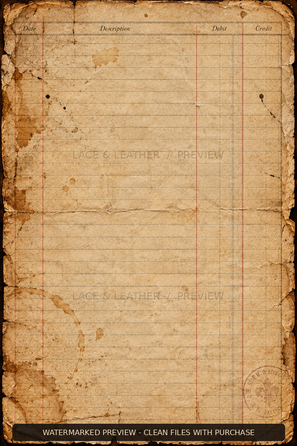 Watermarked Antiquarian’s Cabinet texture 13, aged archive paper