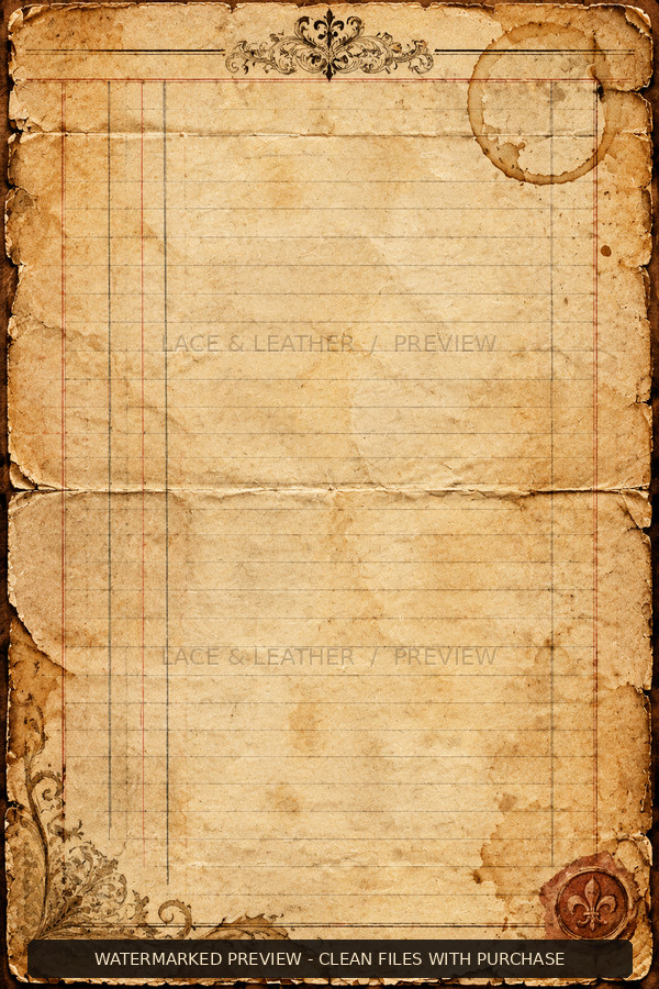 Watermarked Antiquarian’s Cabinet texture 14, aged archive paper