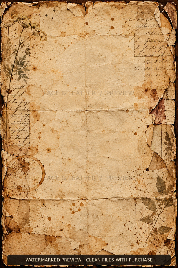 Watermarked Antiquarian’s Cabinet texture 16, aged archive paper