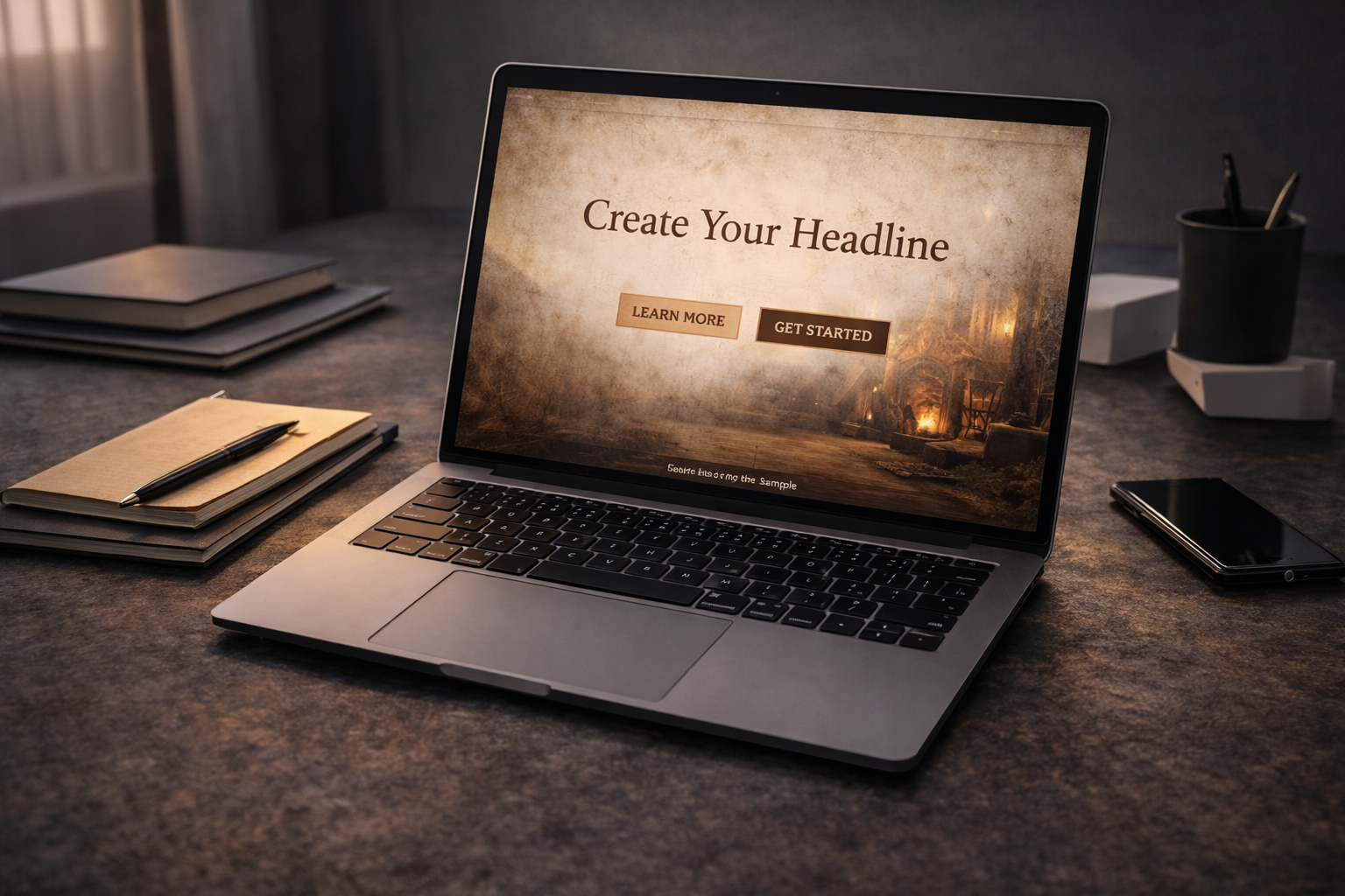 Website hero design using parchment textures